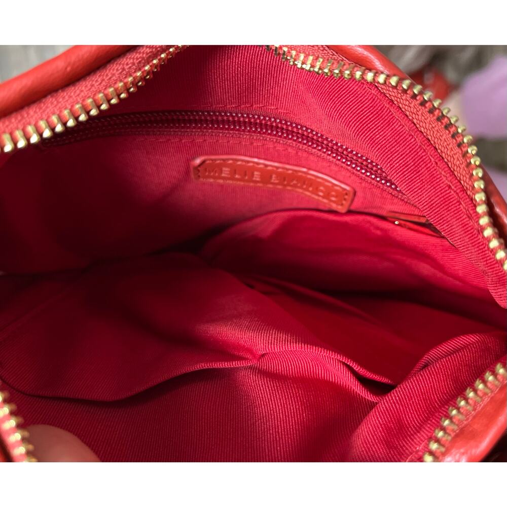 NEW Melie Bianco Drew Red Woven Vegan Leather Hobo Bag Top Handle Y2K Minimalist - Picture 7 of 8